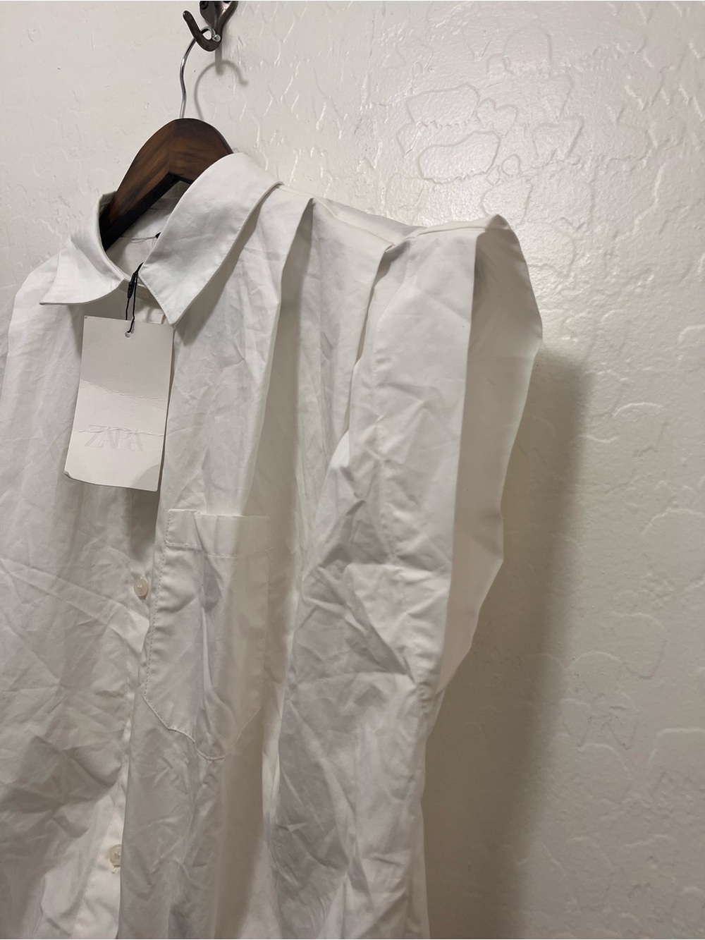NWT Zara White Sleeveless Button Down Top with Balloon Hem Size XS - Picture 7 of 9